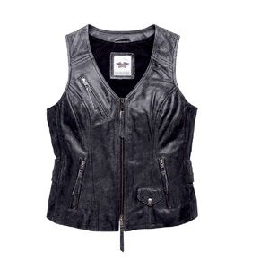 Harley-Davidson women’s Dust Rider leather vest XS 98103-16vw